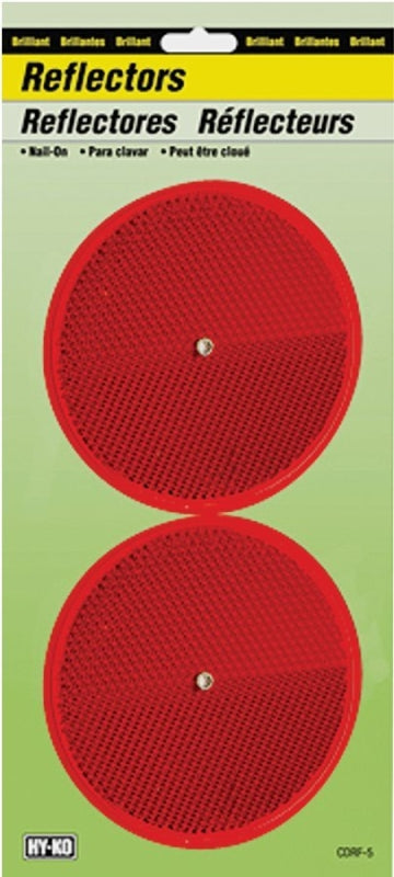 Hy-Ko CDRF-5R Carded Reflector, Nail Mounting, 9.63 in L Post, Red Reflector