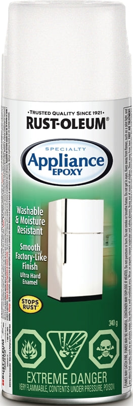 Rust-Oleum N7881830 Enamel Spray Paint, 340 g Can, 7 sq-ft Coverage Area, Gloss, White