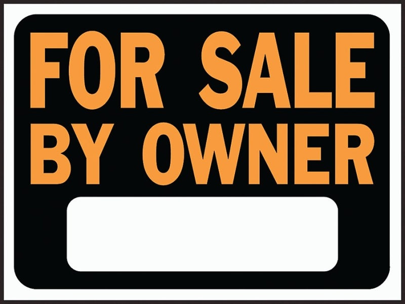 Hy-Ko Hy-Glo Series 3007 Identification Sign, For Sale By Owner, Fluorescent Orange Legend, Plastic