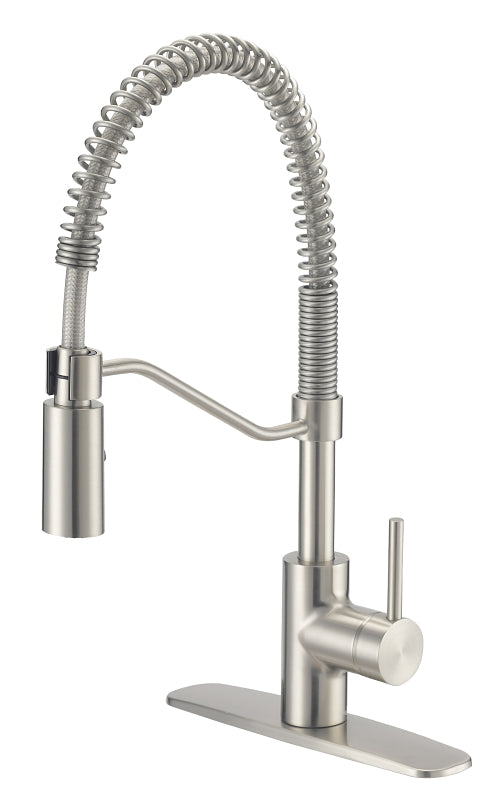 Boston Harbor FP4A0096NP Spring Pull-Down Kitchen Faucet, 1.8 gpm, 1-Handle, 1, 3-Faucet Hole, Brass/Plastic/Zinc