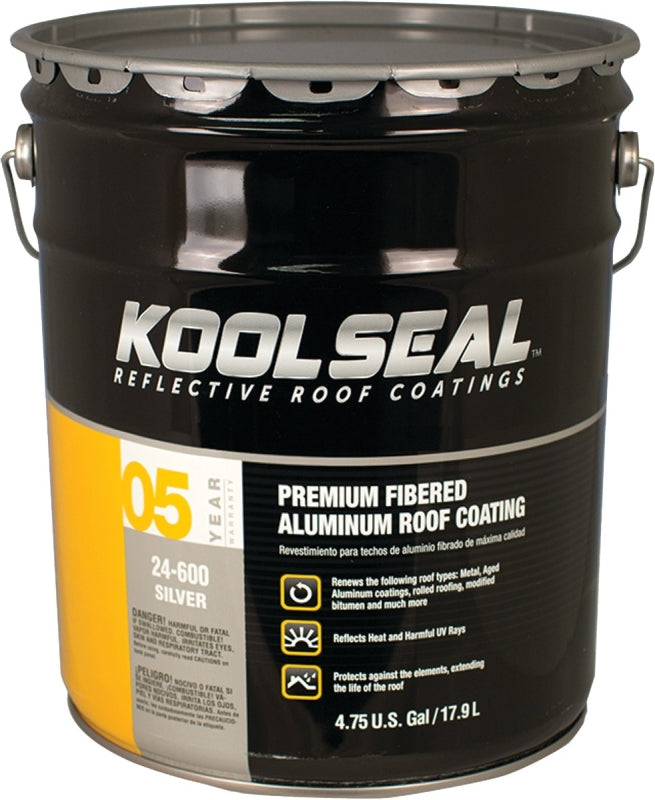 Kool Seal KS0024600-20 Roof Coating, Silver, 5 gal Pail, Liquid