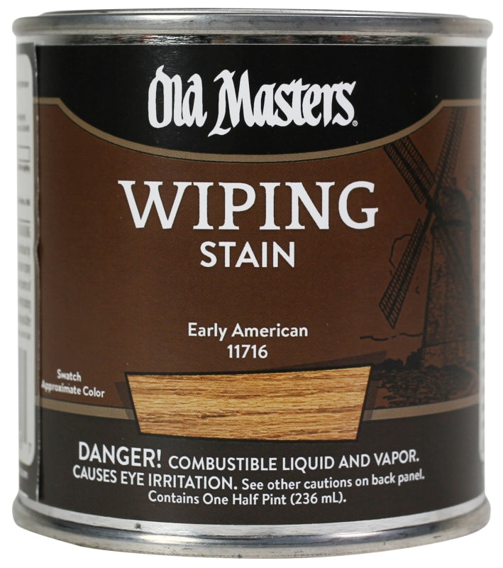 Old Masters 11716 Wiping Stain, Early American, Liquid, 0.5 pt, Can