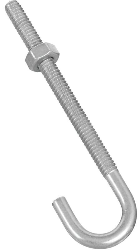 National Hardware N232-892 J-Bolt, 1/4 in Thread, 3 in L Thread, 4 in L, 100 lb Working Load, Steel, Zinc