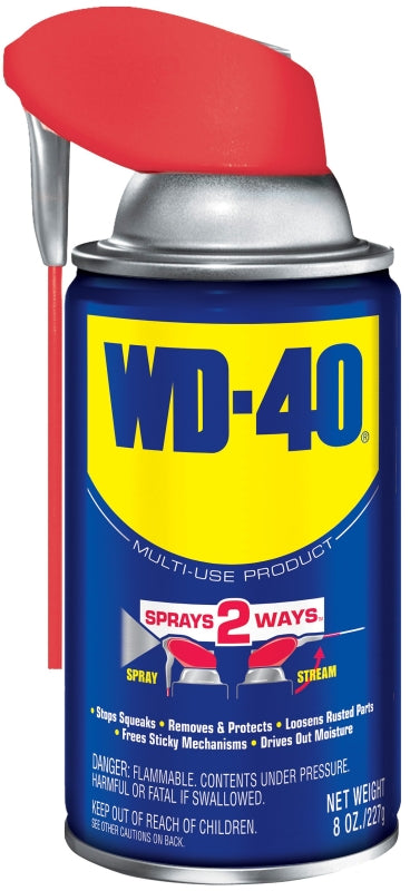 WD-40 SMART STRAW 490026 Lubricant, Multi-Purpose, Petroleum Base, Light Amber, 8 oz Aerosol Can, Liquid