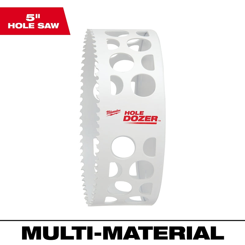 Milwaukee 49-56-9652 Hole Saw, 5 in Dia, 1-5/8 in D Cutting, 1/2-20 Arbor, 4, 5 TPI, Bi-Metal Cutting Edge