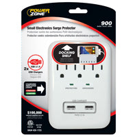 SURGE PROT 3 OUTLT WHT W/2 USB