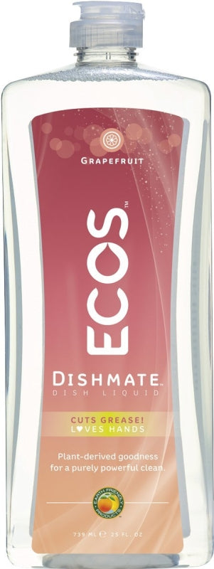 Ecos 9722/6 Dishwashing Liquid, 25 oz, Gel, Grape, Clear/Light Yellow
