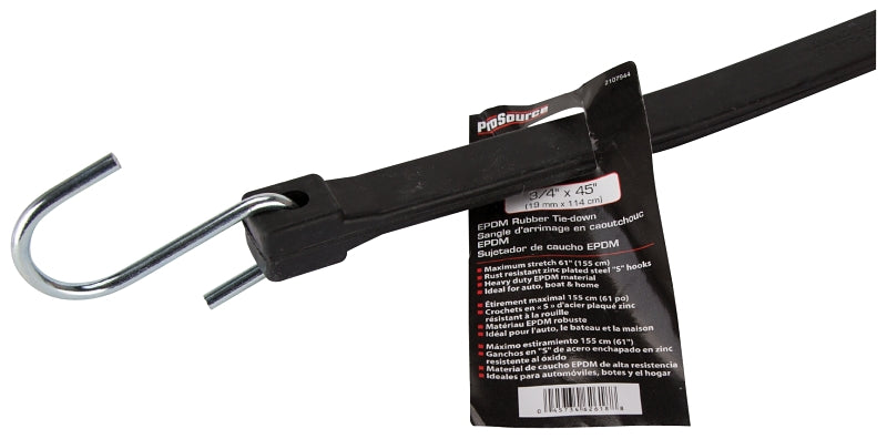 ProSource FH64090 Tie-Down, 3/4 in W, 45 in L, EPDM Rubber, S-Hook End Fitting, Steel End Fitting
