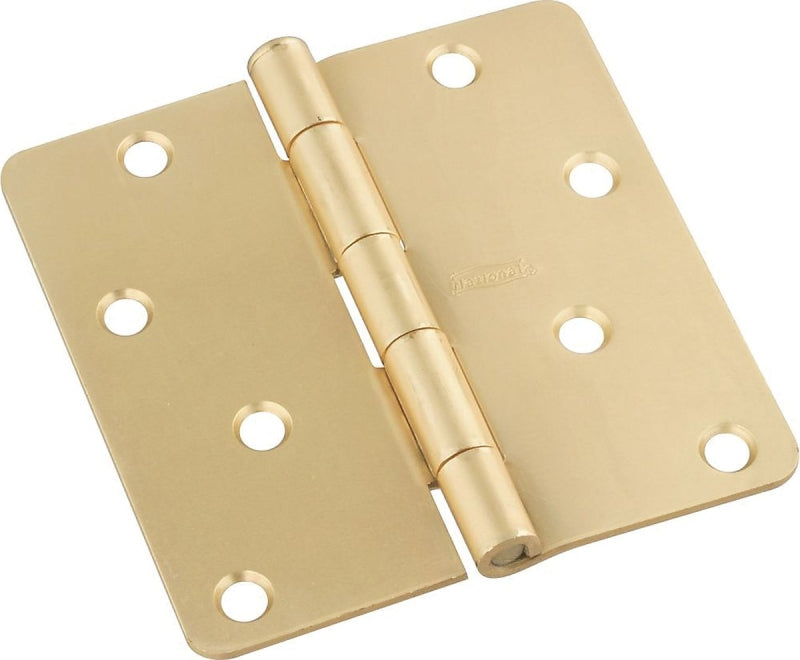 National Hardware N830-229 Door Hinge, 1/4 in Corner Radius, Cold Rolled Steel, Satin Brass, Non-Rising