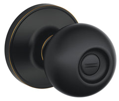 Schlage Corona Series J40 CNA 716 Privacy Lockset, Round Design, Knob Handle, Aged Bronze, Metal, ADA Compliant