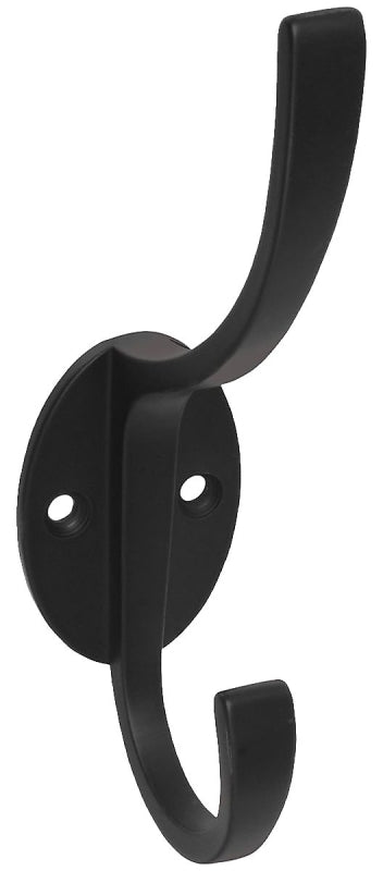 National Hardware V8009 Series N806-820 Coat and Hat Hook, 2-1/2 in Projection, Wall Mounting, 2-Hook, Zinc, 1/PK
