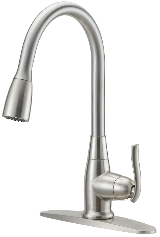 Boston Harbor FP4A0000NP Faucet Pull-Down Kitchen Faucet, 1.8 gpm, 1-Handle, 1, 3-Faucet Hole, Brass/Plastic/Zinc