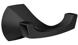 Moen Lindor Series MY8703BL Robe Hook, 2-Hook, Zinc, Matte, Wall Mounting