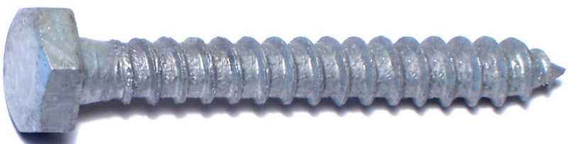Midwest Fastener 05557 Lag Screw, 1/4-10 Thread, 2 in OAL, 2 Grade, Galvanized Steel, SAE Measuring