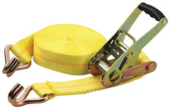 ProSource FH64066 Tie-Down, 2 in W, 27 ft L, Metal/Polyester, Yellow, 3333 lb, Double J-Hook End Fitting