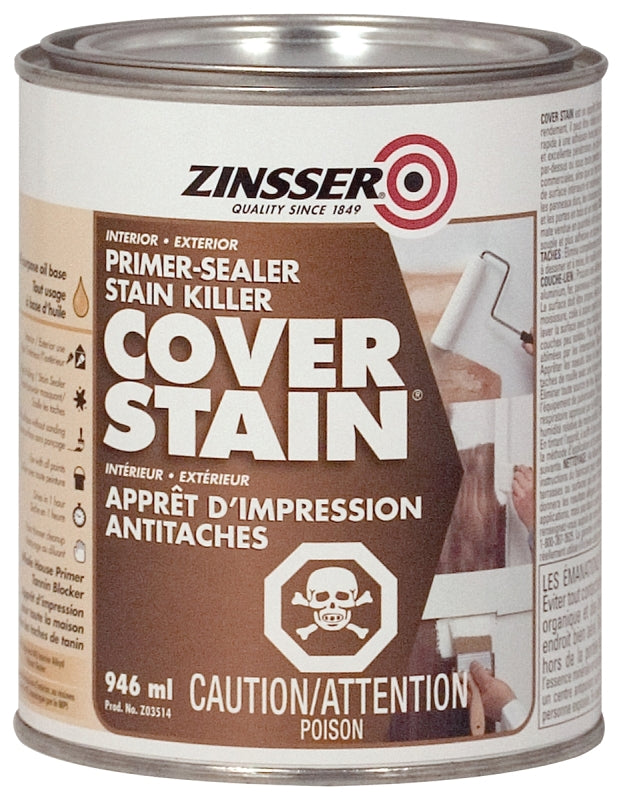 Zinsser 256185 Primer, 400 sq-ft/gal Coverage Area, Flat, White, 946 mL, Can