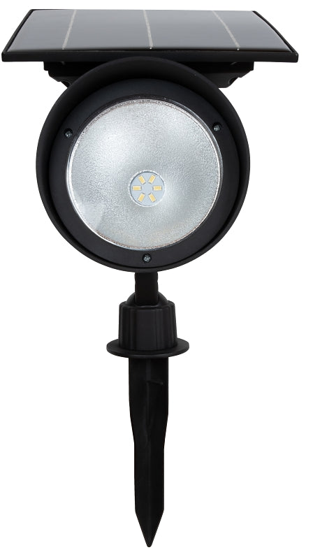 Boston Harbor 26526 Solar Spotlight, Ni-Mh Battery, 3.2 V 18650 Battery, 6-Lamp, SMD Lamp, Plastic Fixture, Black