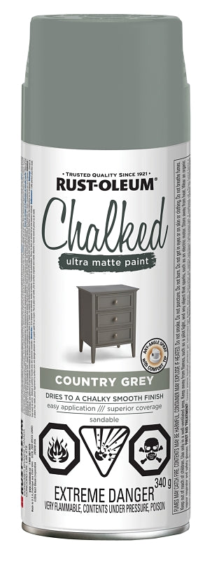 Rust-Oleum 302824 Chalk Spray Paint, Ultra Matte, Country Gray, 340 g, Can