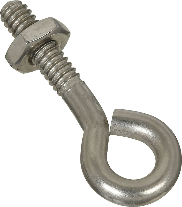 National Hardware N221-556 Eye Bolt, #10-24 Thread, 3/4 in L Thread, 0.28 in ID Dia Eye, 0.91 in L Shank