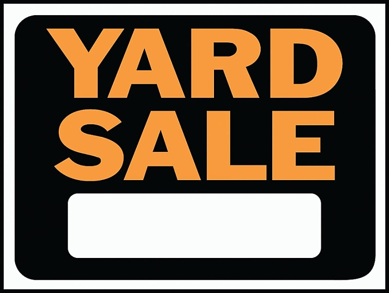 Hy-Ko Hy-Glo Series 3033 Identification Sign, Rectangular, YARD SALE, Fluorescent Orange Legend, Black Background