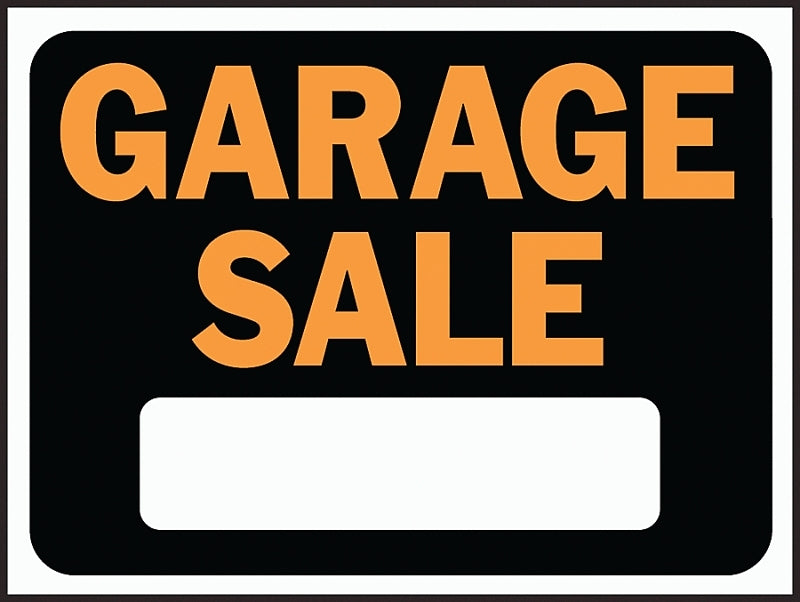 Hy-Ko Hy-Glo Series 3023 Identification Sign, Garage Sale, Fluorescent Orange Legend, Plastic