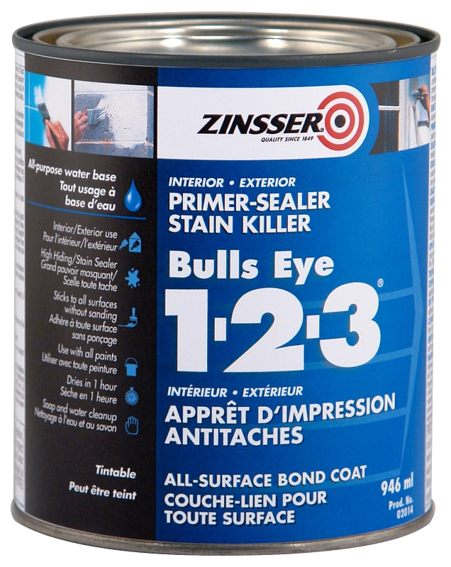 Zinsser Z02014 Primer, 450 sq-ft/gal Coverage Area, Flat, White, 946 mL, Can