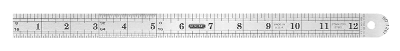 General 1201ME Precision Measuring Ruler, SAE/Metric Graduation, Stainless Steel, Black, 7/8 in W