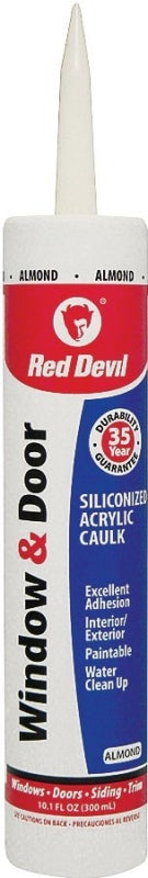Red Devil 084620 Siliconized Acrylic Caulk, Almond, -20 to 180 deg F, 10.1 fl-oz Cartridge