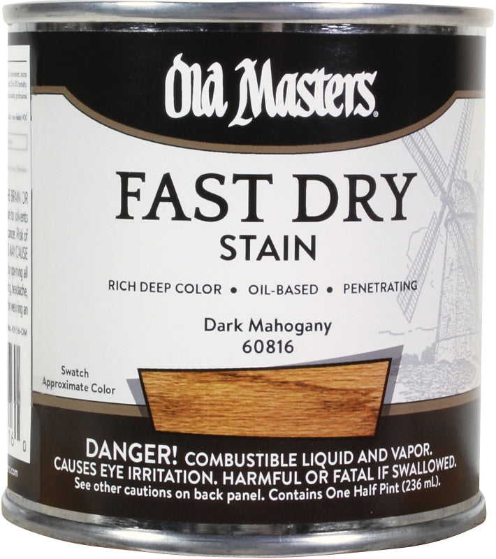 Old Masters 60816 Fast Dry Stain, Dark Mahogany, Liquid, 1/2 pt