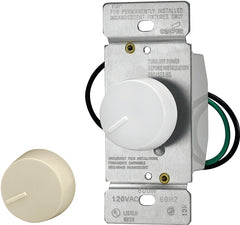 Eaton Wiring Devices RI061-VW-K2 Rotary Dimmer, 120 V, 600 W, Halogen, Incandescent Lamp, Ivory/White