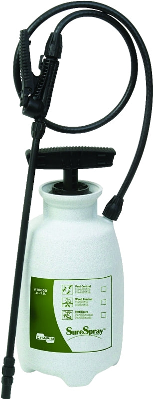 Chapin 10000 Compression Sprayer, 0.5 gal Tank, Poly Tank, 34 in L Hose, White