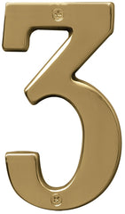 Hy-Ko BR-51PB, Prestige Series BR-51PB/3 House Number, Character: 3, 5 in H Character, Solid Brass