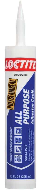 Loctite 2154751 Adhesive Caulk, 10 oz, White, 24 hr to 2 weeks Curing, 40 to 100 deg F Cartridge