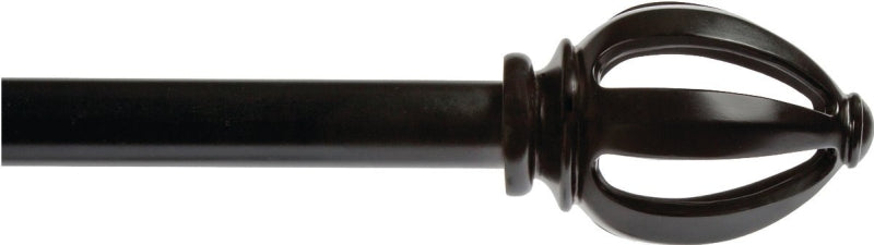 Kenney KN80210 Curtain Rod, 3/4 in Dia, 66 to 120 in L, Black