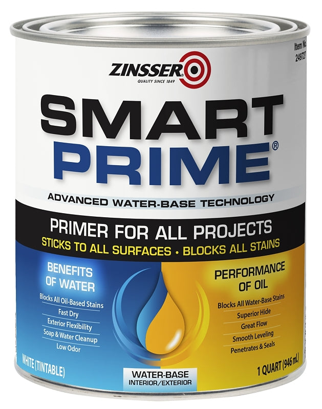 Zinsser 249727 Primer, 400 sq-ft/gal Coverage Area, White, 1 qt