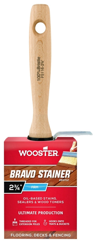 Wooster F5116-2 3/4 Paint Brush, White, Hardwood Handle, 2-3/4 in W, Stain Brush, China Bristle