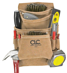 CLC Tool Works Series I923X Nail/Tool Bag, 20-1/2 in W, 12 in H, 10-Pocket, Suede Leather, Tan