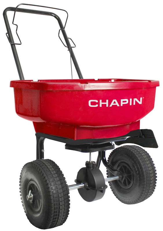 Chapin 81000A Residential Turf Spreader, 80 lb, Steel Frame, Poly Hopper, Pneumatic Wheel