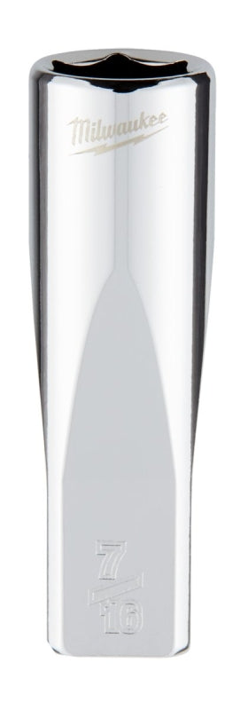 Milwaukee 45-34-9019 Socket, 7/16 in Socket, Deep Socket, 2.559 in OAL, 1/4 in Drive, 6 -Point, Chrome Vanadium Steel