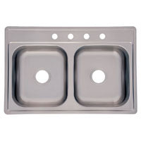 STNLSS DBL BOWL SINK 33X22X6