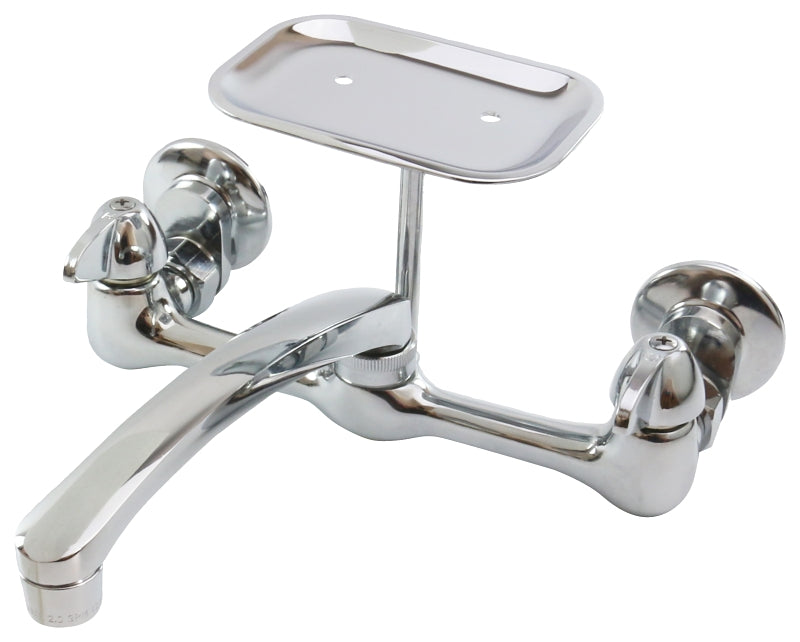 Boston Harbor PF6363204 Laundry Faucet, 1.8 gpm, 2-Handle, 2-Faucet Hole, Brass, Wall, 8 in Faucet Centers