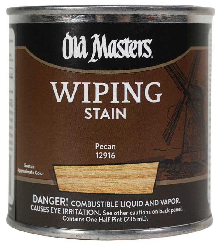 Old Masters 12916 Wiping Stain, Pecan, Liquid, 0.5 pt, Can