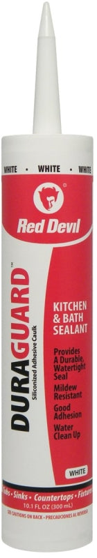Red Devil DuraGuard 0406 Acrylic Caulk, White, -20 to 180 deg F, 10.1 oz Cartridge