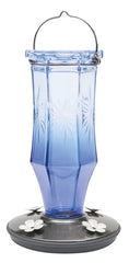 Perky-Pet 8129-2 Bird Feeder, Sapphire Starburst Vintage, 16 oz, 4-Port/Perch, Glass, Blue, 8-1/2 in H