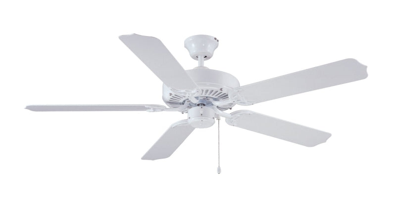 Boston Harbor CF-78092 Ceiling Fan, 5-Blade, White Blade, 52 in Sweep, ABS Blade, 3-Speed