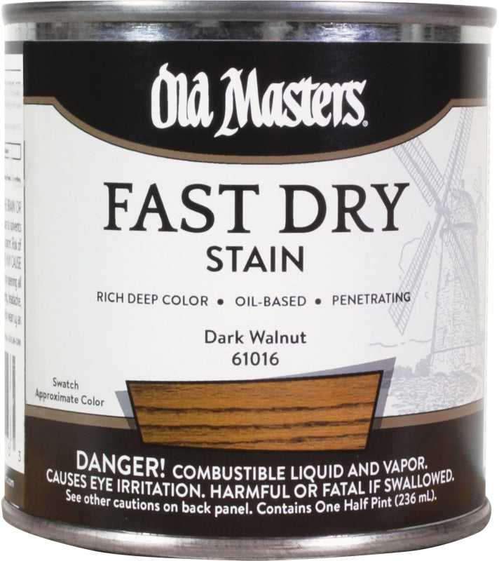 Old Masters 61016 Fast Dry Stain, Dark Walnut, Liquid, 1/2 pt