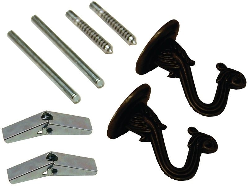 Atron LA710 Swag Lamp Hook, Black, 2 PK