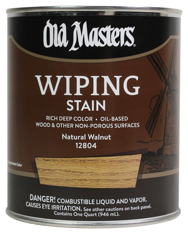 Old Masters 12804 Wiping Stain, Natural Walnut, Liquid, 1 qt, Can