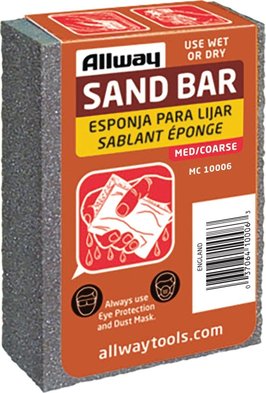 ALLWAY MC Sand Bar, 4 in L, 2-1/2 in W, Coarse, Medium, Aluminum Oxide Abrasive
