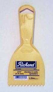 Richard 60116 Hand Spreader, 1/4 x 1/4 in Notch, 3 in W Blade, Notched Blade, Polystyrene Blade